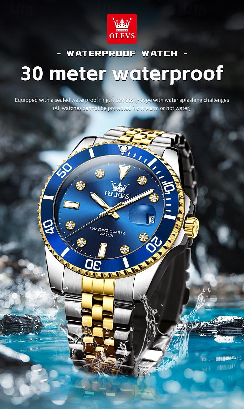 OLEVS Heren Quartz Horloge Buiten Sport Mode Polshorloge Luminieuze Kalender Waterdicht Decoratie Stalen Horloge 2026 - $39.99 –P9