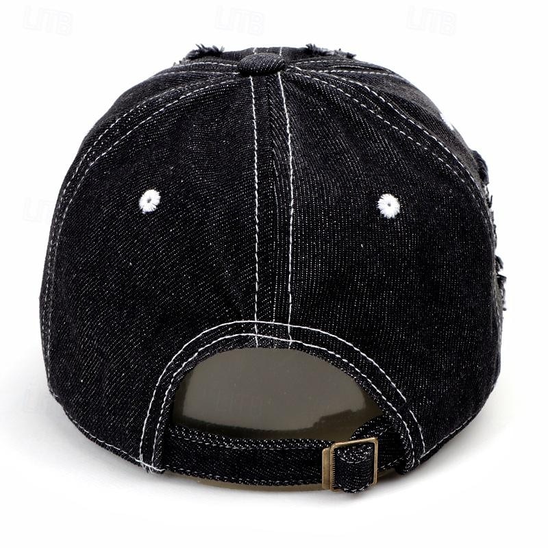Herren Cap Basecap Sonnenhut Kappe Schwarz Dunkel Blau Baumwolle Zerrissen Modisch Brautkleider schlicht Strasse Täglich Glatt Einstellbar Sonnenschutz Atmungsaktiv 2025 - $12.99 –P2