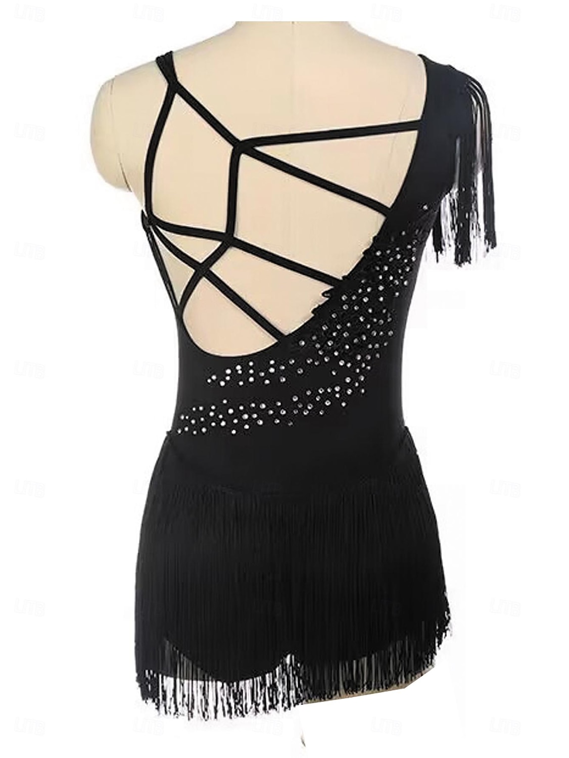 Kjole til kunstløp Dame Jente Skøyteløp Kjoler Svart Lapper Dusker Netting Spandex Elastisk Trening Profesjonell Konkurranse Skøyteklær Hold Varm Krystall / Rhinstein Ermeløs Skøyting Kunstløp 2025 - $170.99 –P2