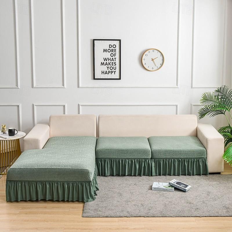 Capa de almofada de sofá com saia para sala de estar com design vintage, protetor de móveis resistente à água, elastano, elástico removível, capa de sofá de canto em forma de L de 2025 por $10.99 –P1