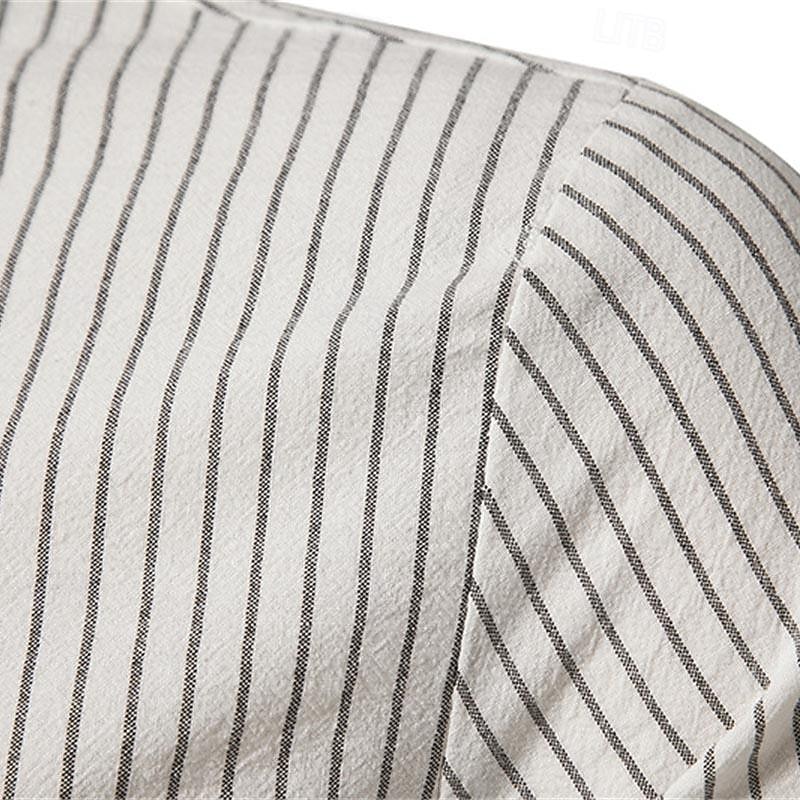 Per uomo Camicia Camicia con colletto cinese Camicia con colletto alla coreana Camicia popover Maglietta informale Camicia di cotone A strisce Da mare Hawaiano Nero Bianco Rosa Viola Manica lunga A del 2025 a $27.99 –P5