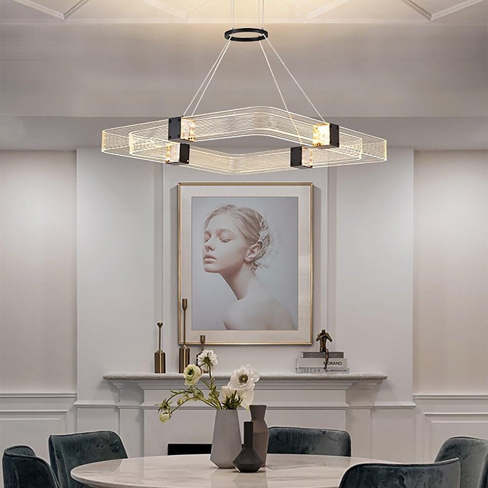 LED Pendant Light Dimmable 40/50cm 1-Light Square Line Design Island Design Copper Geometrical Contemporary Modern Dining Room Cafes 110-240V 2025 - $499.99 –P1
