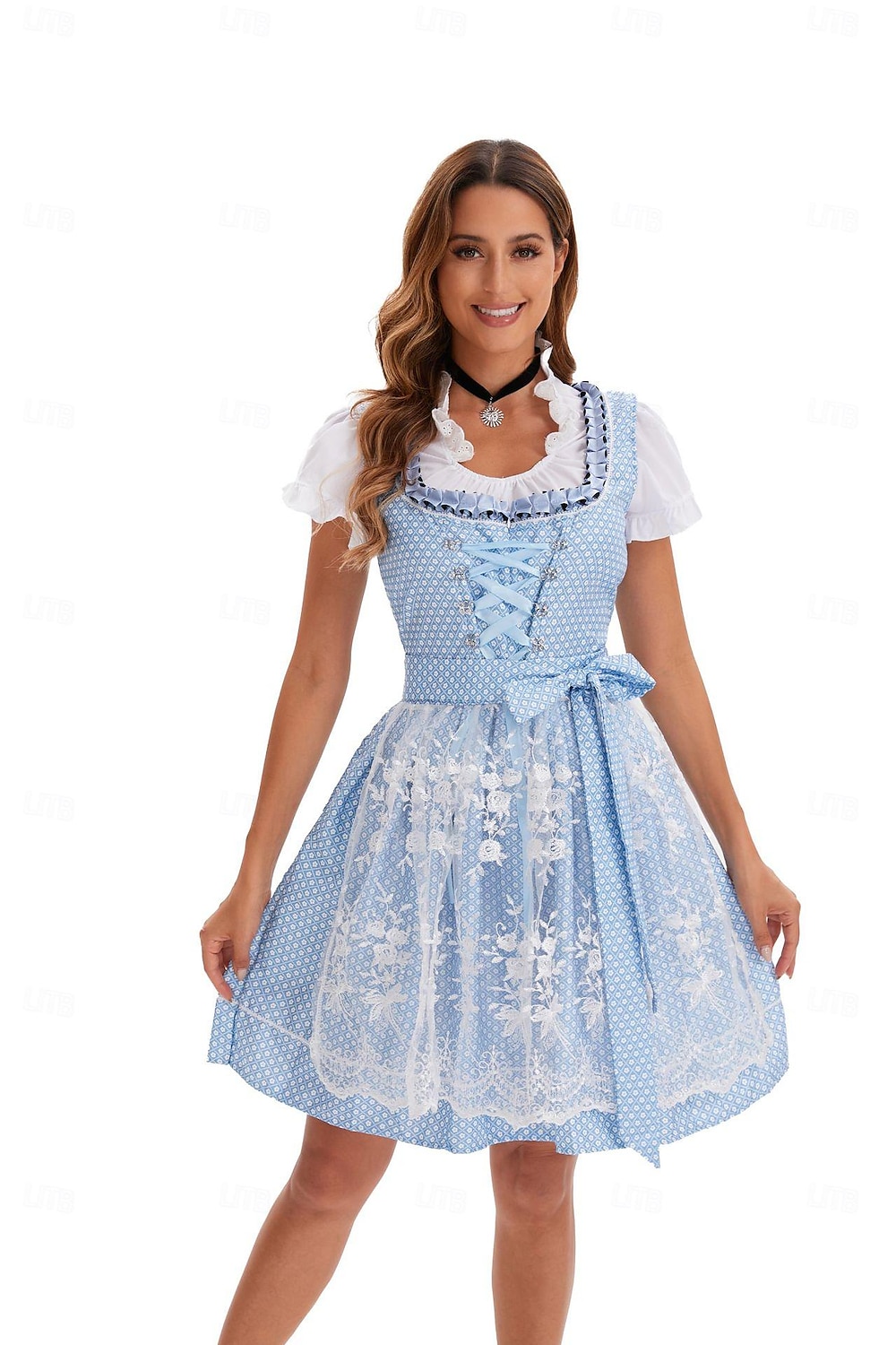 Plesová maškaráda Oktoberfest Šaty Cosplay kostým Trachtenkleader Služka Šaty němčina Mnichov Louky Dámské předvečer Všech svatých Šaty Tradiční Styl Tkanina Tričko Šaty Zástěra 2025 - $55.99 –P7