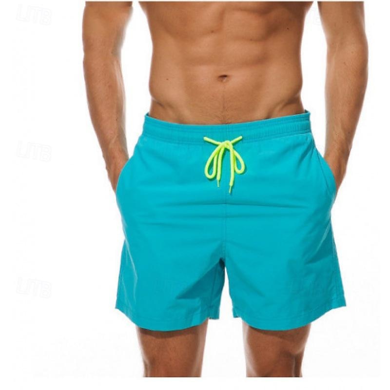Men's Board Shorts Swim Shorts Swim Trunks Drawstring Elastic Waist Plain Comfort Quick Dry Short Holiday Beach Weekend Fashion Casual Lake blue Black Micro-elastic 2025 - $12.99 –P8