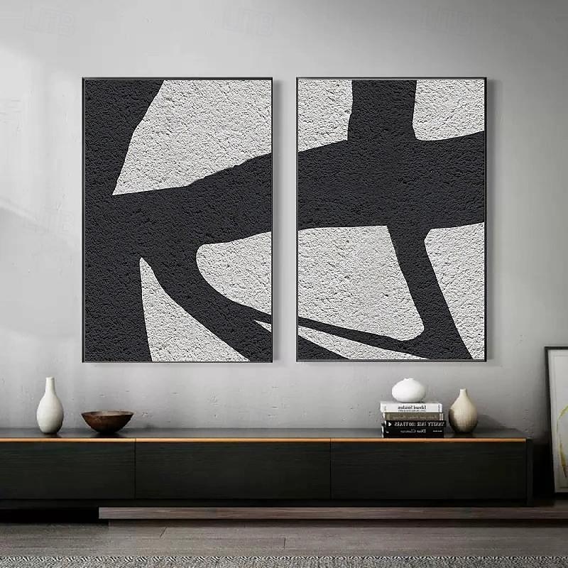 zwart-wit olieverfschilderij handgemaakte wabi sabi abstracte olieverfschilderij wandkunst kunstwerk muurschildering moderne abstracte olieverfschilderij geometrische wandkunst schilderij voor 2025 - $116.99 –P7