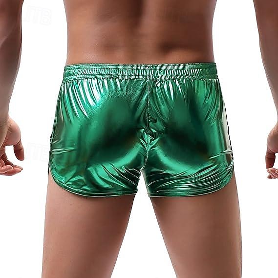 Retro 80. léta Mini Kraťasy PU šortky Disko Lesklý latexový patent Kov Pevná barva Pánské předvečer Všech svatých Karneval Pride Parade Měsíc hrdosti Dospělí Kraťasy Léto 2025 - $13.99 –P10