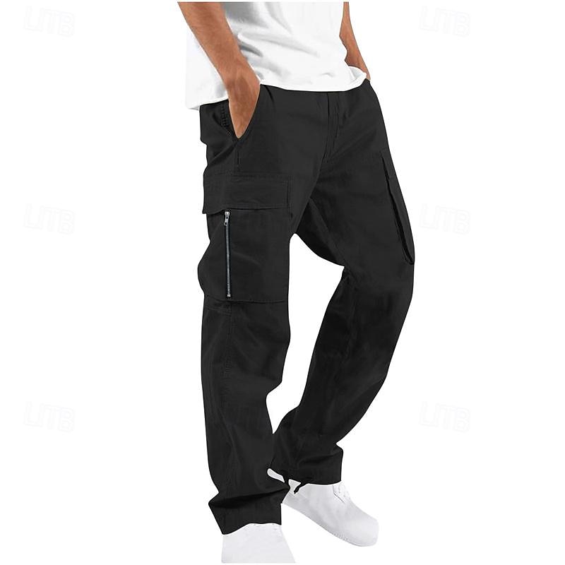 Men's Cargo Pants Trousers Elastic Waist Multi Pocket Plain Wearable Daily Camping & Hiking Classic Black Army Green 2025 - $17.99 –P5