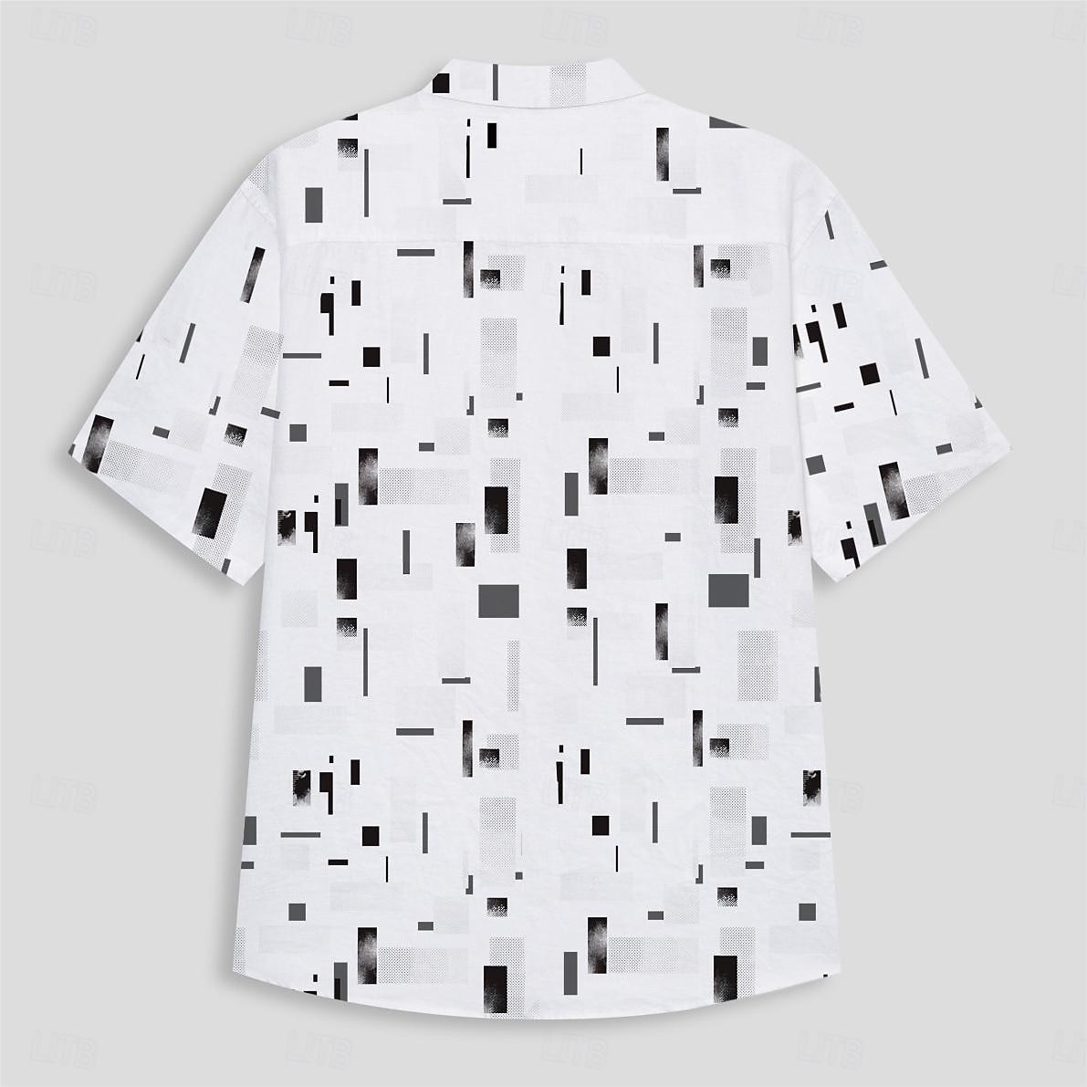 Bărbați Geometric Cămașă de in Cămașă casual Camașă cu nasturi Manșon scurt Zilnic Sport & Outdoor În aer liber Sporturi & Exterior Birou / Carieră Răsfrânt Nasturi Buzunar Alb 2025 - $11.49 –P5
