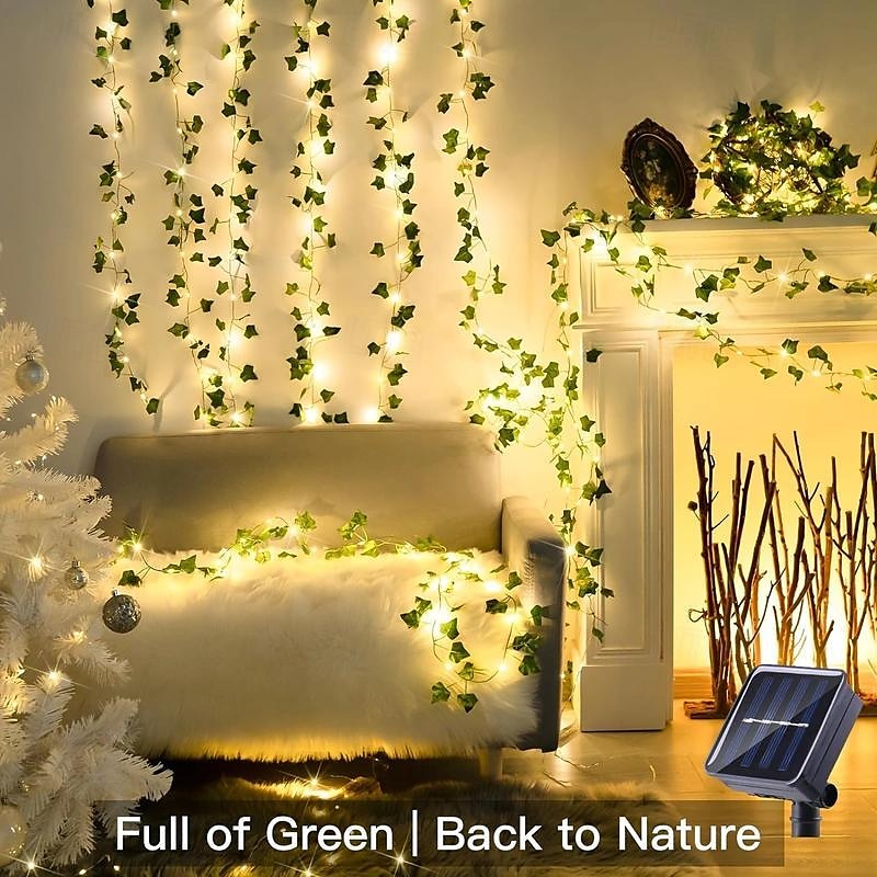 Elegant Wedding Party Reception 100 LED Solar Fairy Lights – 33ft Ivy String Lights 8 Modes Waterproof for Garden Home Decor 2025 - $14.99 –P6