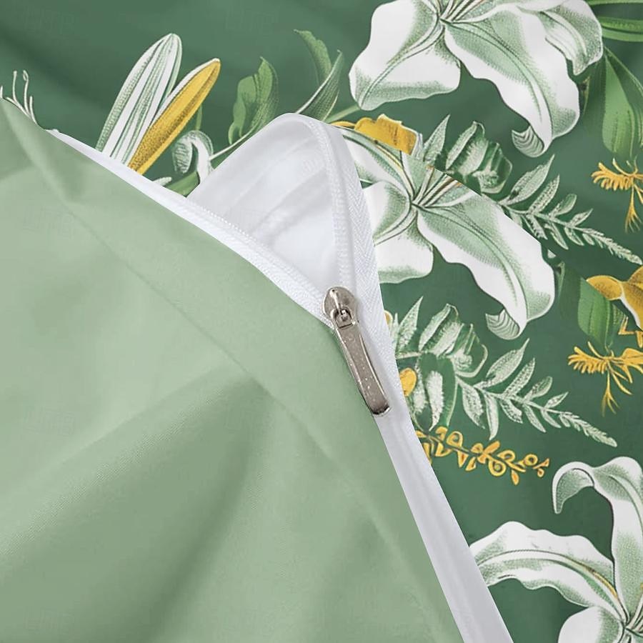 Conjunto de edredom de 3 peças com estampa de lírio branco, para quarto de hotel, quarto de hóspedes, conjunto confortável, 1 capa de edredom, 2 fronhas de 2025 por $60.99 –P11