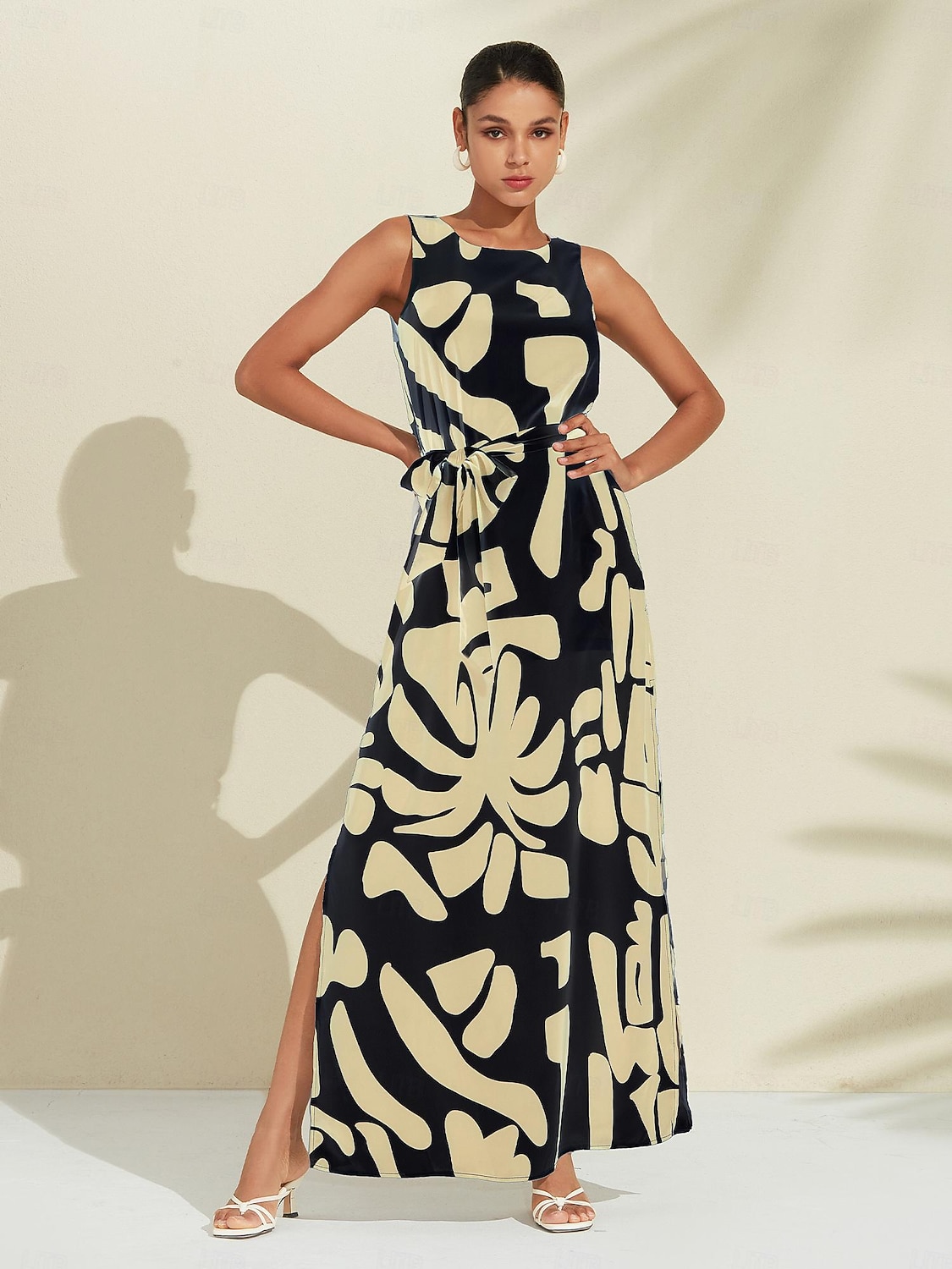Femmes Robe Décontractée Robe Ample Noir Blanche Sans manches Motif Floral Imprimé Ample Printemps & Été Tour Décontracté Quotidien Occasionnel Vacances S M L de 2025 ? $71.99 –P13