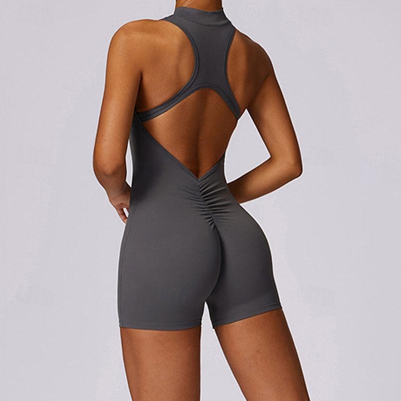 Mulheres Macacão Macacão de treino Pijama Macacão Zíper Côr Sólida Body Macaquinho Preto Fúcsia Ioga Ginástica Treino de Ginástica Cintura Alta Respirável Macio Sem Manga Esporte Roupas Esportivas de 2025 por $47.99 –P18