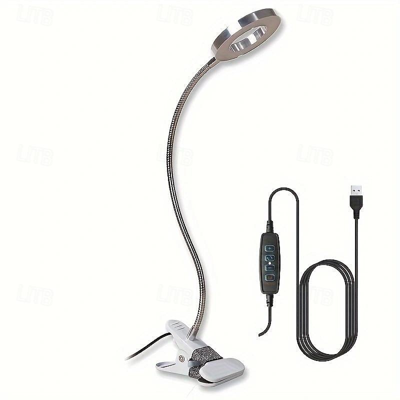 Lámpara de escritorio con lupa LED 5x con abrazadera, alimentación USB con cuello de cisne flexible y abrazadera, 3 modos de color, 10 niveles de brillo, manos libres, perfecta para pintar diamantes, leer, hacer manualidades, coser y soldar 2025 - $17.49 –P5