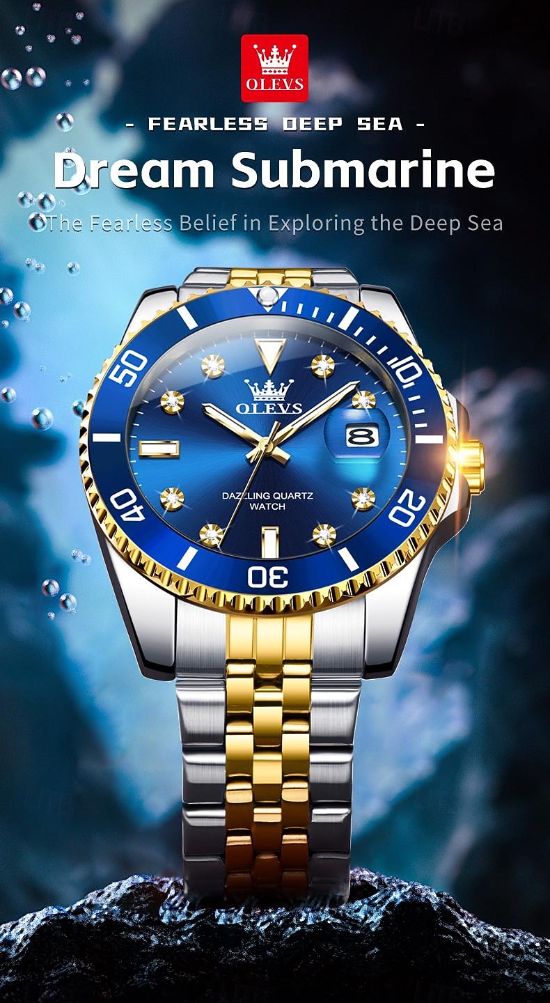 OLEVS Heren Quartz Horloge Buiten Sport Mode Polshorloge Luminieuze Kalender Waterdicht Decoratie Stalen Horloge 2026 - $39.99 –P1
