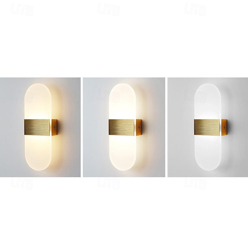 led nástěnné svítidlo 2barevný světelný zdroj 10cm 5w nordic style ip54 hliníková akrylová vnitřní nástěnná svítidla osvětlení do ložnice koupelna obývací pokoj chodby 85-265v 2026 - $33.99 –P1