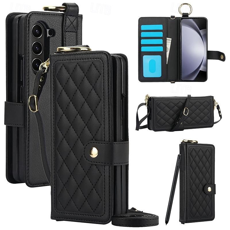 τηλέφωνο tok Για Samsung Galaxy Z Διπλώστε 6 Z Fold 5 Z Fold 4 Z Fold 3 Πίσω Κάλυμμα με βάση στήριξης Μαγνητική με τον Lanyard Ρετρό TPU PU δέρμα 2025 - $28.99 –P1