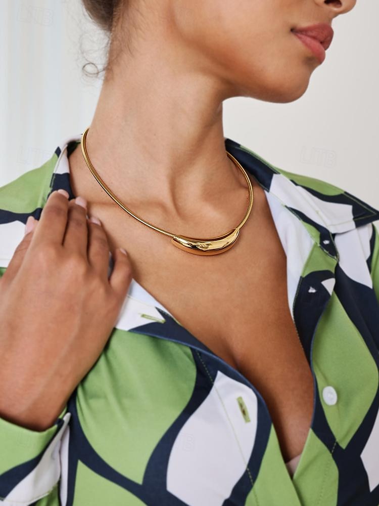 Women's Minimalist Gold-Tone Collar Necklace in Stainless Steel with Gold PVD Plating 2025 - $14.99 –P1