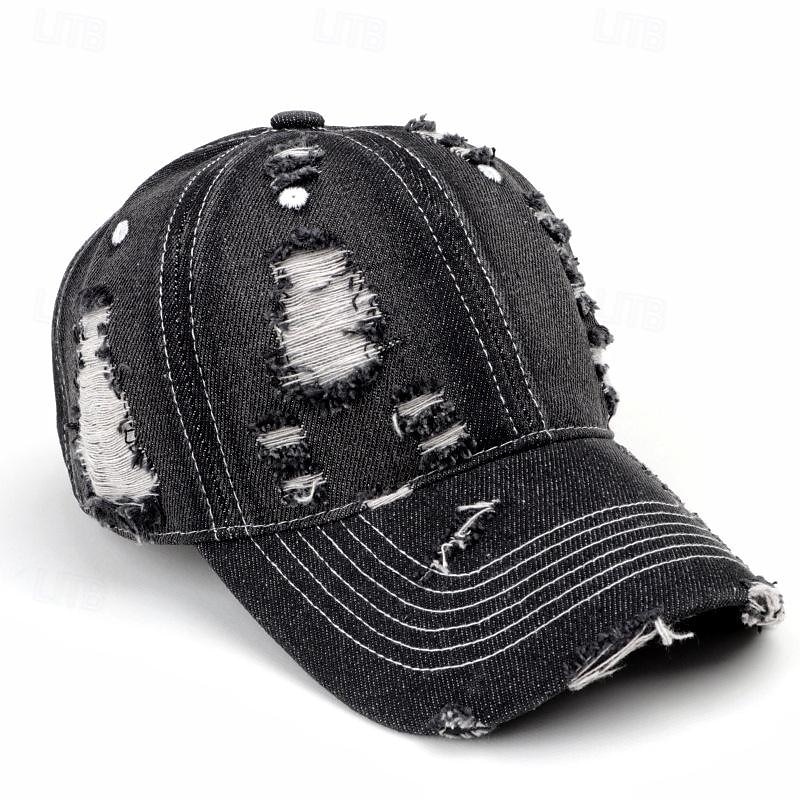 Herren Cap Basecap Sonnenhut Kappe Schwarz Dunkel Blau Baumwolle Zerrissen Modisch Brautkleider schlicht Strasse Täglich Glatt Einstellbar Sonnenschutz Atmungsaktiv 2025 - $12.99 –P5