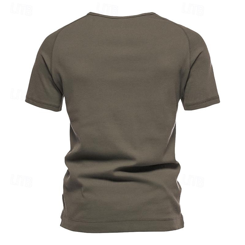Pánské Tričko s knoflíkem Tričko Tričko Henley Trička Krátký rukáv Henley Jaro léto Bez vzoru Pit Strip Módní Designové Základní Dovolená ulice Jdeme ven Černá Bílá Námořnická modř Top tričko pro muže 2025 - $20.99 –P9