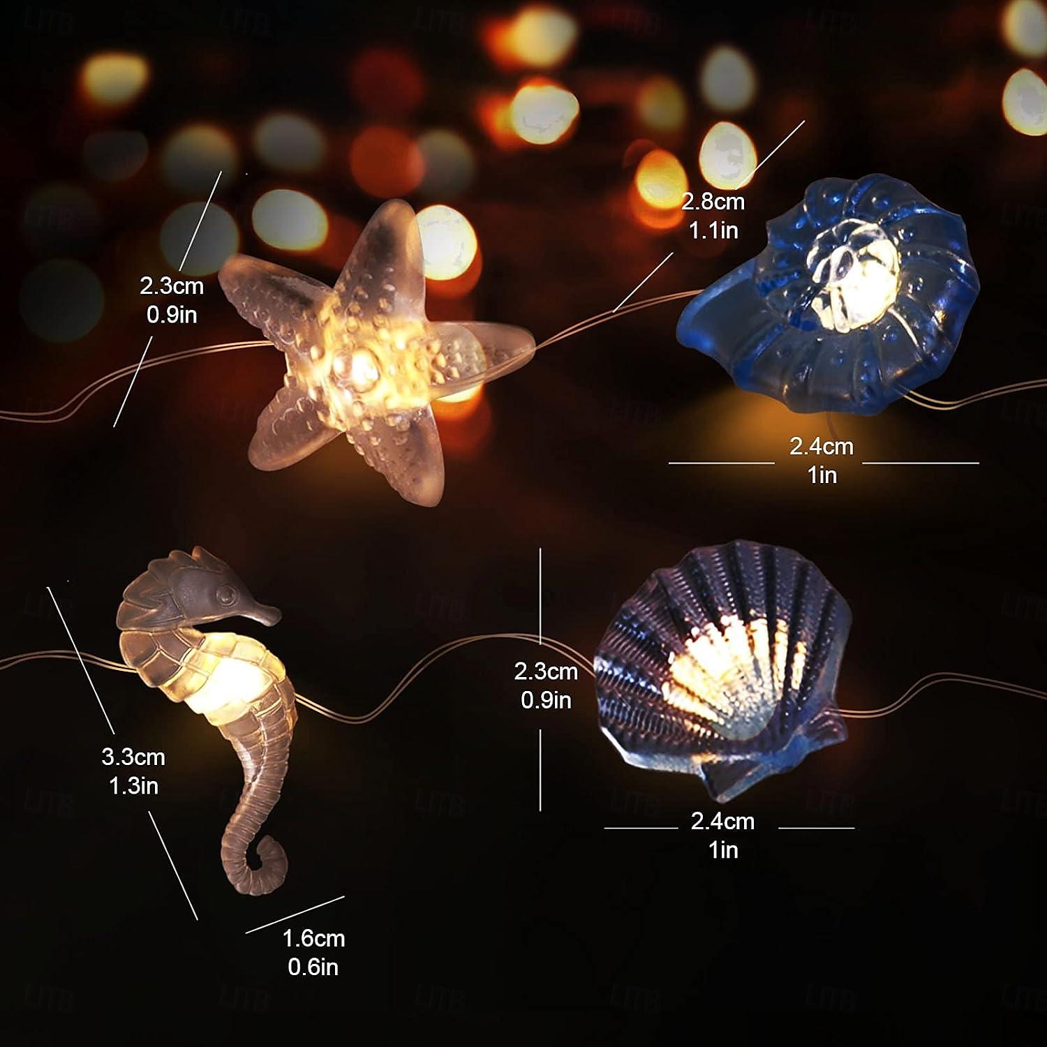 2025年 オーシャンシリーズストリングライト、シーストーン装飾夏ストリングライト 2m 20LED 3m 30LED 海辺パーティー装飾沿岸ストリングライト電池式フェアリーライトホリデー寝室誕生日パーティーウェディングデコレーション コレクション – $13.49 –P10