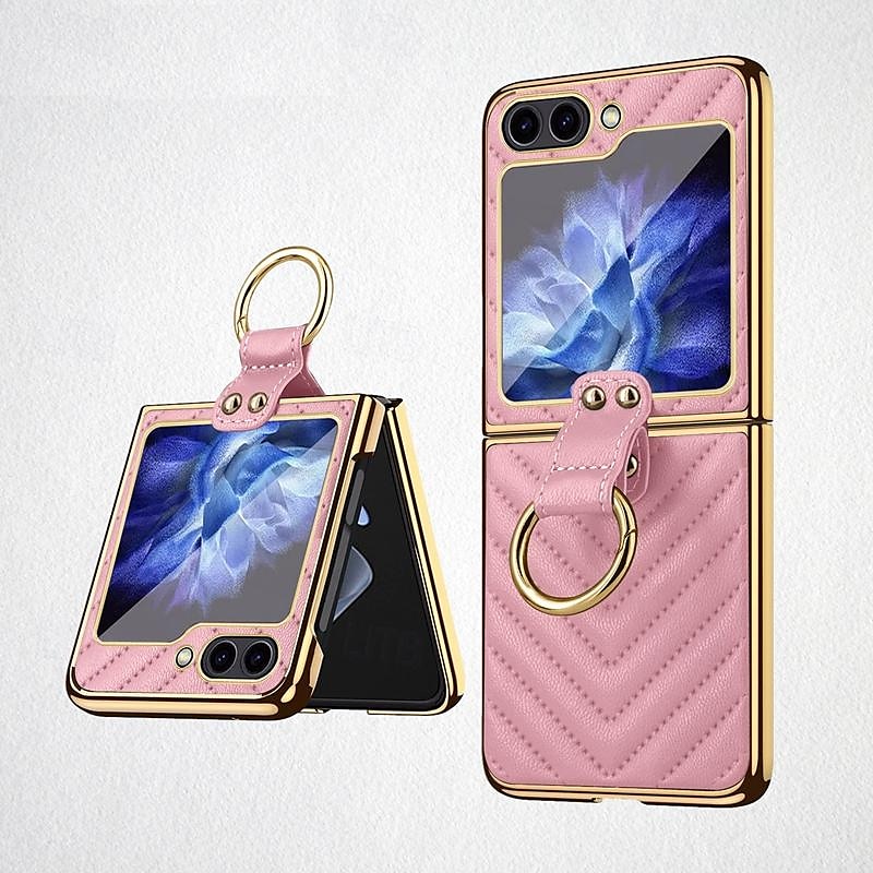 телефон Кейс для Назначение SSamsung Galaxy Z Flip 5 Z Flip 4 Z Flip 3 Кейс на заднюю панель и протектор экрана Кольцо Пряжка Защита от удара Ретро ТПУ Металл Кожа PU 2025 - $27.99 –P13