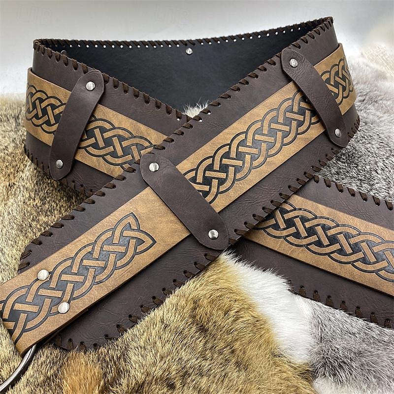 Punk y gótico Medieval Renacimiento Baile de Máscaras Cinturón Vikingo caballero celta Hombre Mujer Unisexo Vikingo Carnaval Mascarada Escenario Feria del Renacimiento LARP Adulto Cinturón 2025 - $32.99 –P4