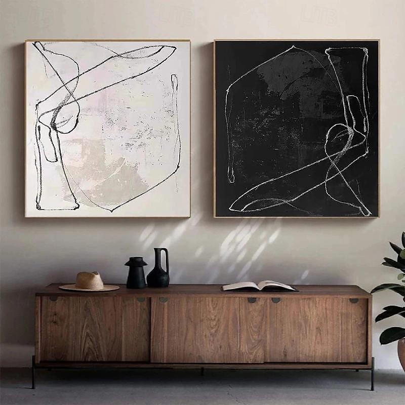 černobílá olejomalba wabi sabi abstraktní malba ruční malba na zeď umělecká díla obrázek moderní abstraktní olejomalba geometrické postavy malba nástěnné umění pro domácnost 2025 - $116.99 –P3