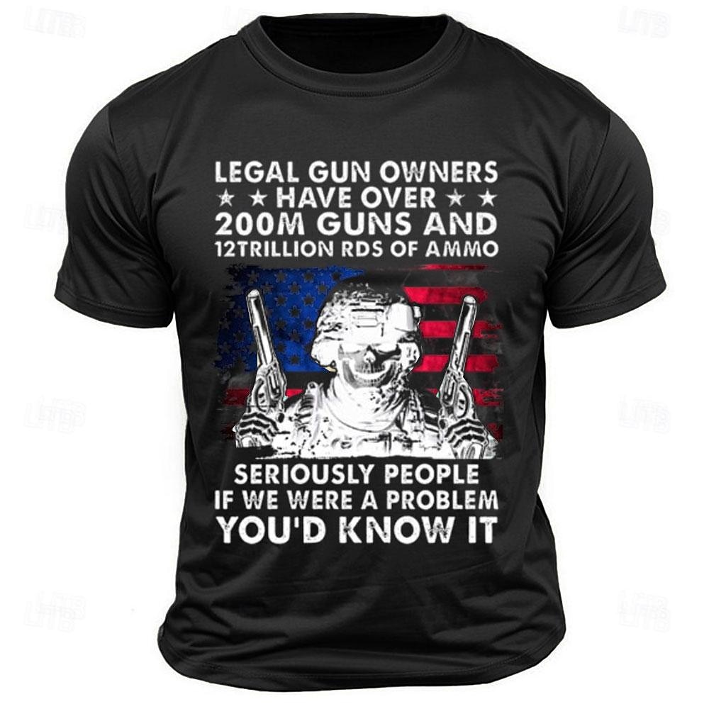 2026 250° T-Shirt a Maniche Corte Girocollo Patriottica Patriota Bandiera Americana Veterano Casual Sport del 2026 a $17.49 –P5