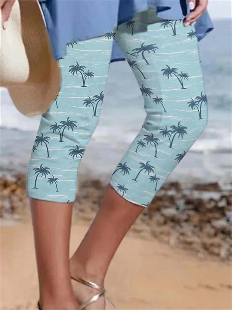 Femme short capri Casual Quotidien Mollet Arbre Imprimer Respirabilité Confortable Micro-élastique Vacances Fin de semaine Blanche Rose Claire bleu marine Bleu Eté Standard de 2025 ? $17.99 –P1