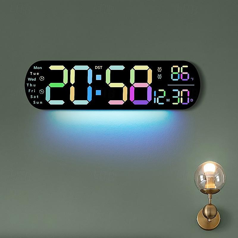 1pc LED Night Light 8 Colors, Multi-functional Short LED Display Clock  with Temperature Week and Calendar Remote Control 12/24 Hour Digital Smart Wall Clock with Atmosphere Light 1 Color Adjustment 2025 - $45.99 –P3