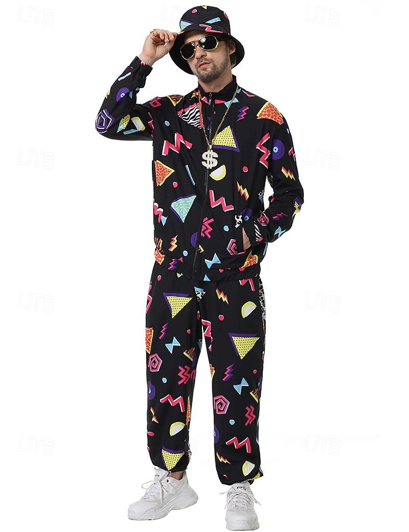 Retro / vintage 80-talet Hiphop Kläder Tillbehör set Sportkläder Disk Maskeradkläder Herr Karnevalsdräkt Halloween Karnival Nyår Fest / afton Prideparad Pride månad Vuxna Topp Byxor Armband Alla 2025 - $52.99 –P8