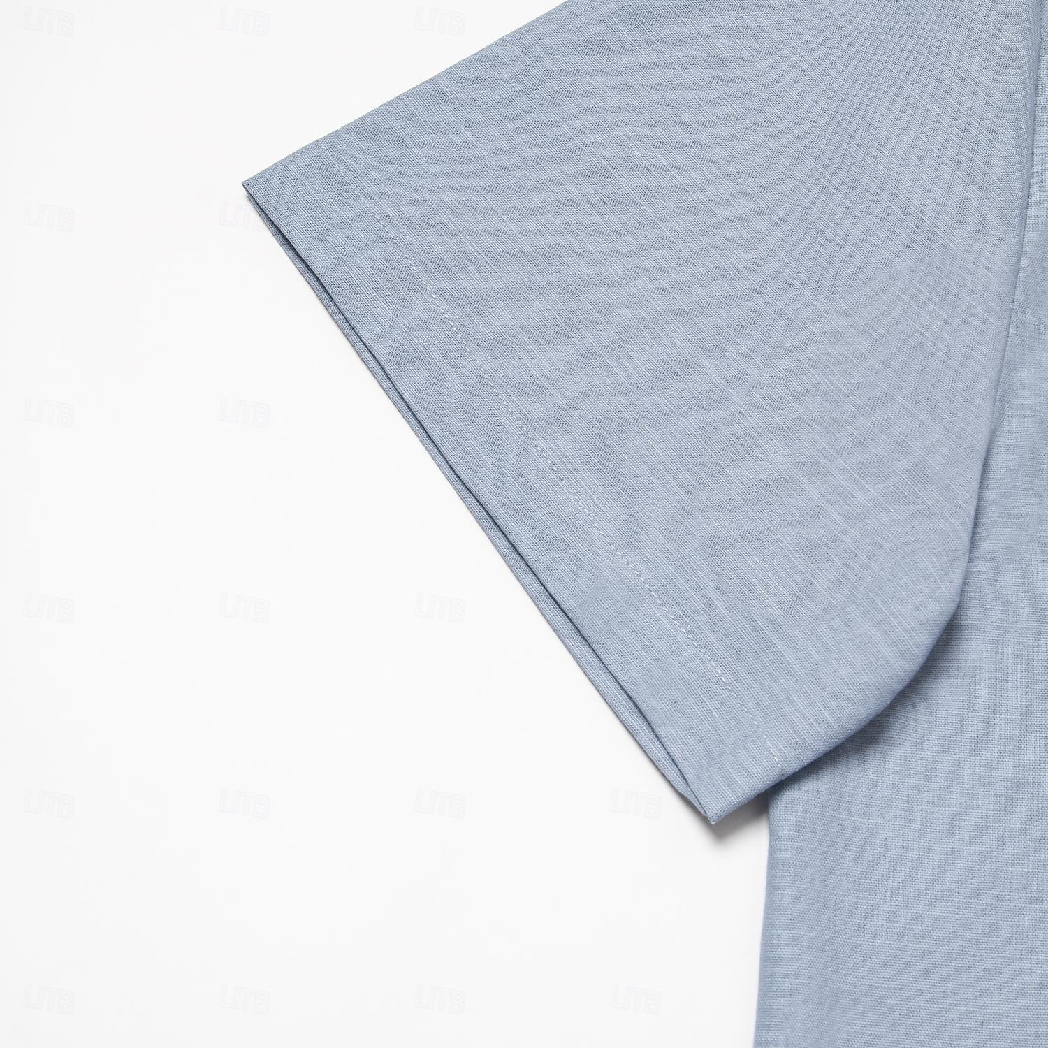 Per uomo Parola / Frase Camicia in cotone e lino Camicia con Bottoni Manica Corta Casual Casuale Athleisure Estate Collo ripiegato Bottoni Blu Grigio del 2025 a $5.49 –P10
