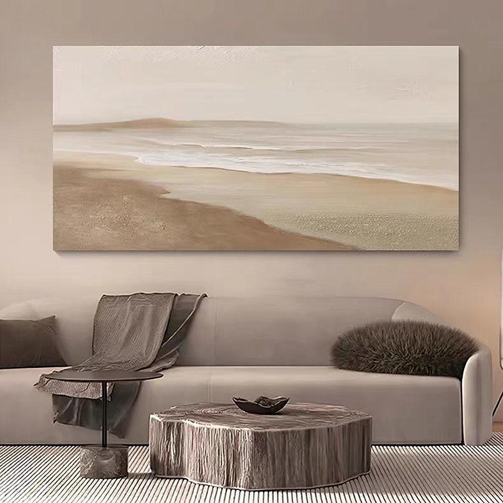 oljemålning wabi sabi målning handmålad stor beige konst brun 3d minimalistisk målning på duk brun 3d textur väggkonst neutral beige båge gipsmålning 2025 - $61.99 –P7