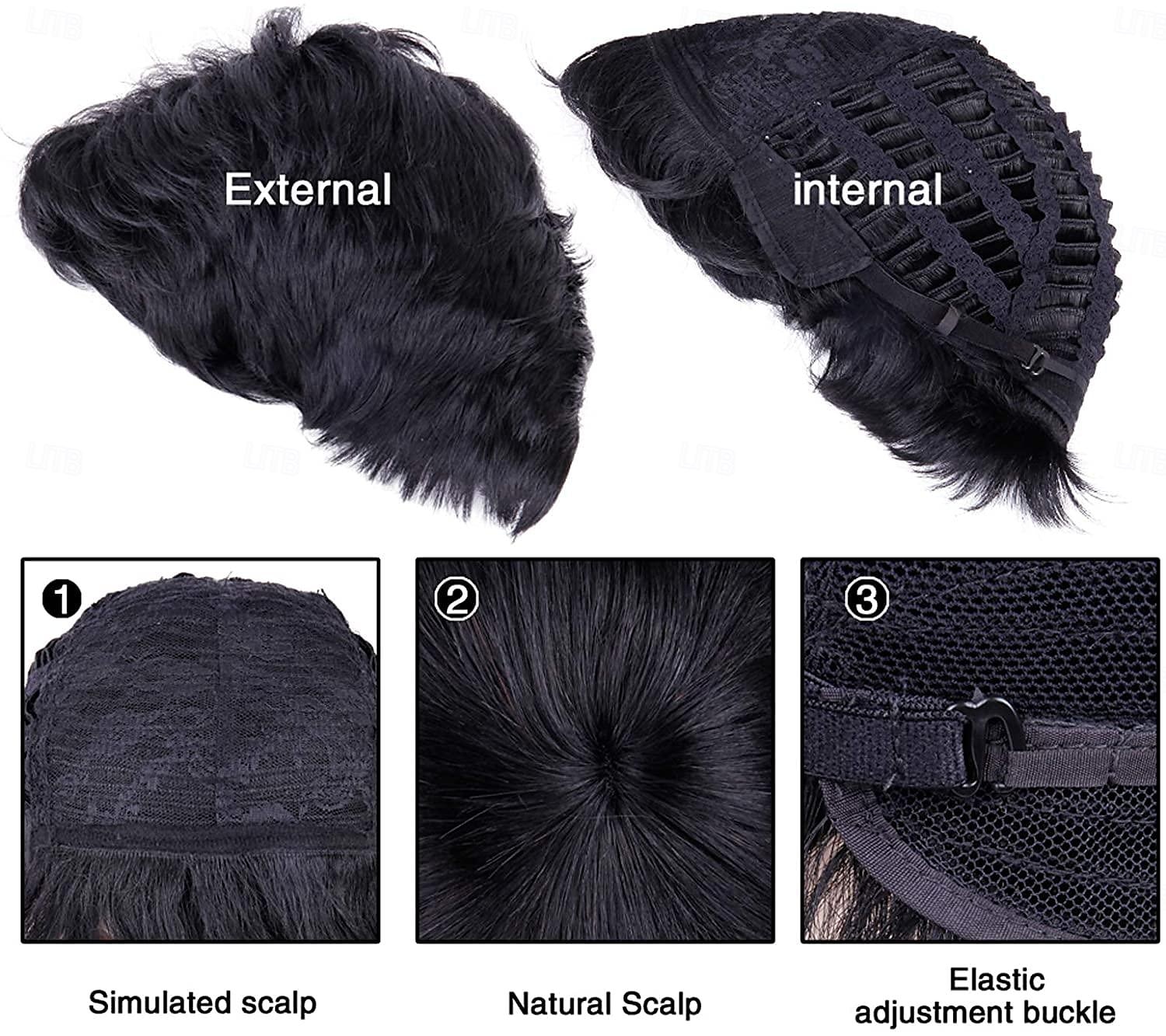 Perruque pour hommes cheveux courts, perruques de remplacement de cheveux pour hommes perruque noire pour hommes perruque complète de cheveux pour homme usage quotidien de 2025 ? $18.49 –P4