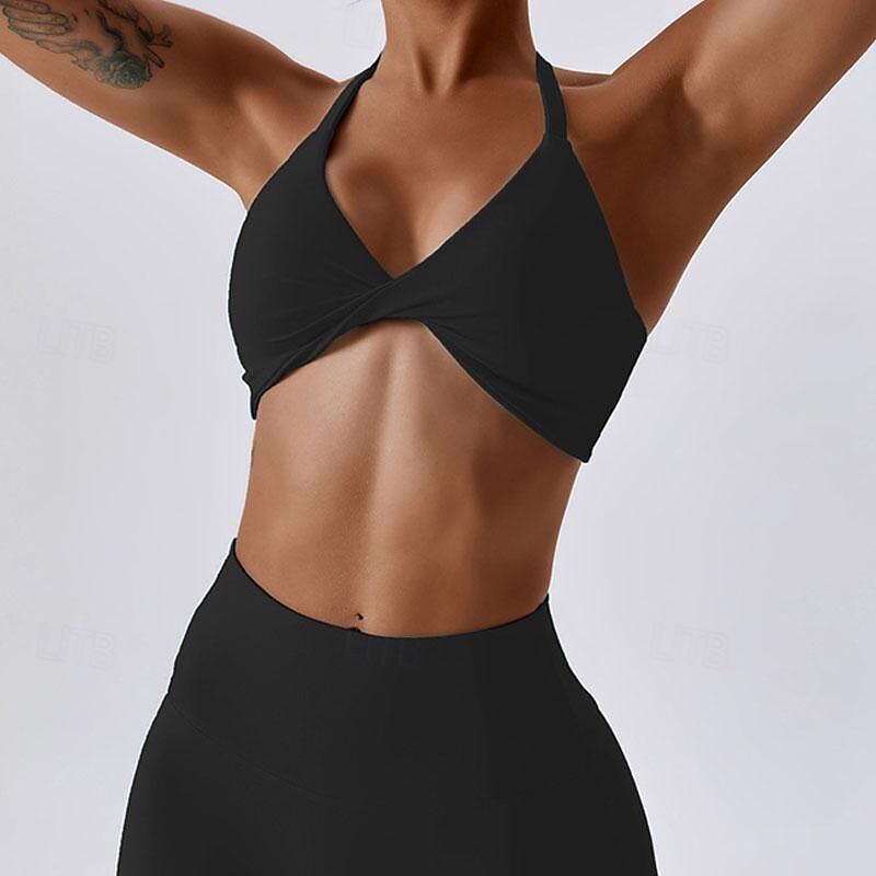 Dames Lichte ondersteuning Sport bh's Running BH Open achterkant Gekruiste rug Goede top Gewatteerd Fitness Recreatiesport Hardlopen Ademend Lichtgewicht Zacht Zwart Roze Marine Blauw Effen 2025 - $31.99 –P14