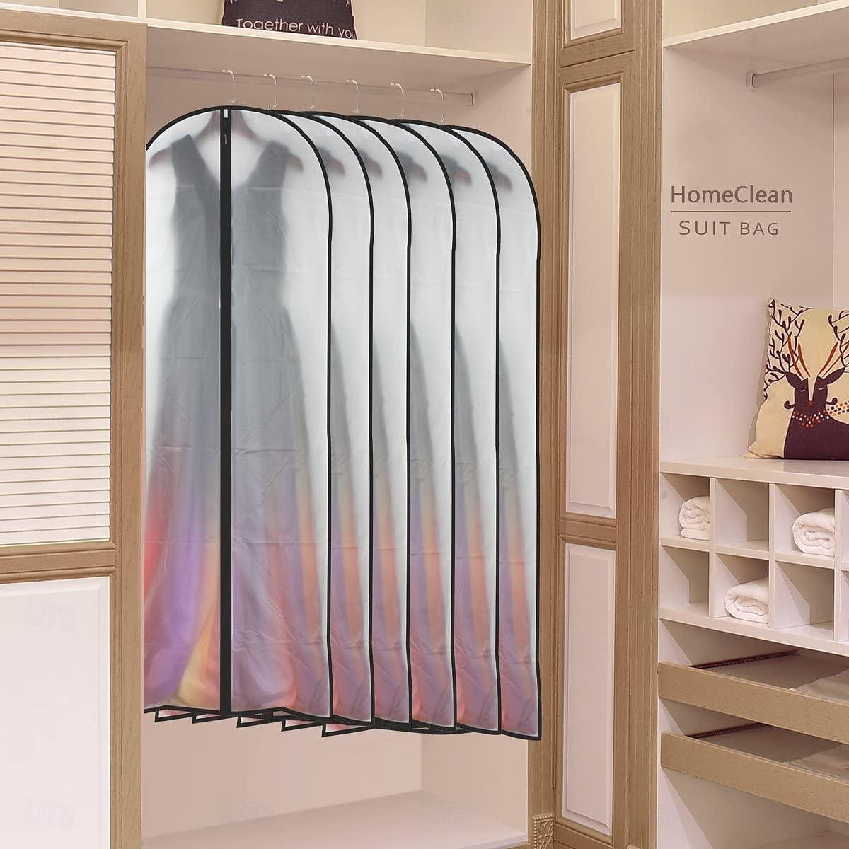 6 Pack Breathable Clothes Covers with Zip 60x80cm Hanging Garment Covers Bags Moth-Proof Storage Bag for Men Suit Dress Bag Covers Dust Cover for Wardrobe Storage and Travel Clear 2025 - $17.99 –P7