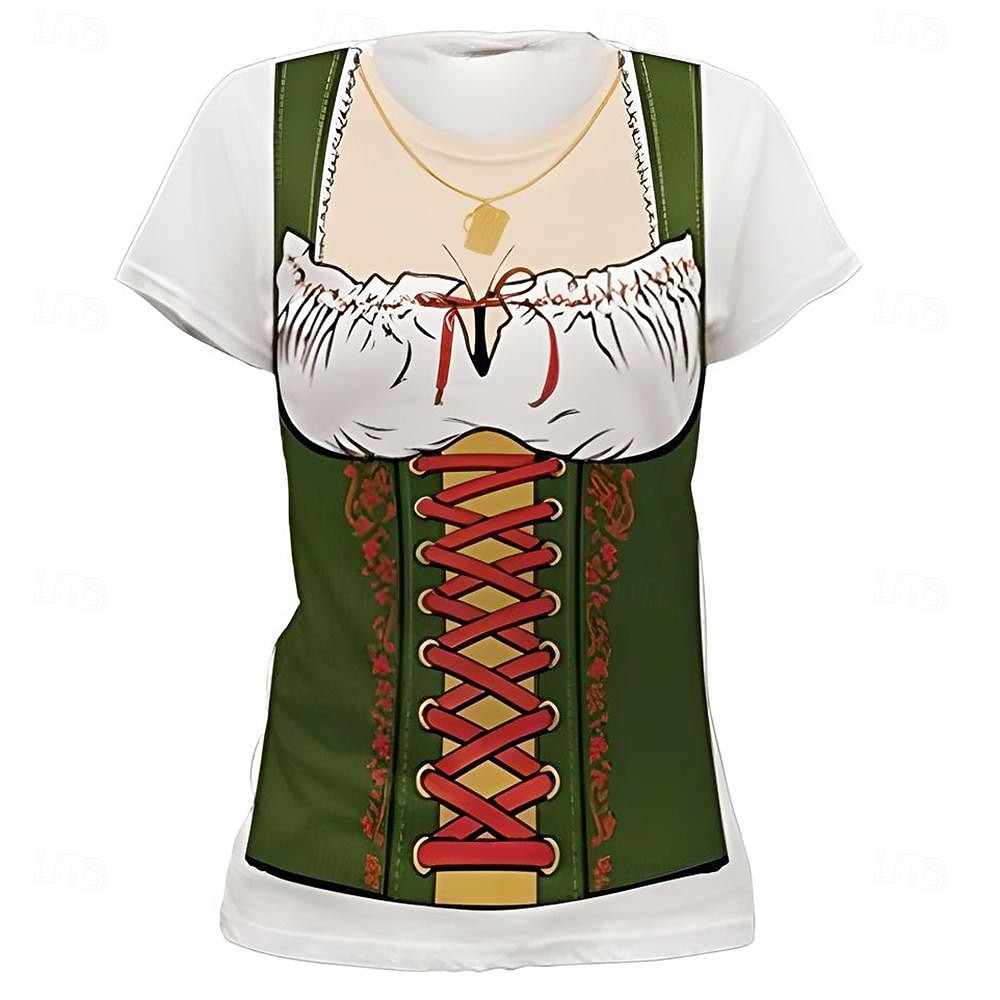 Tricou lederhosen #D Casual Stil de strada Tricou pentru Pentru femei Adulți Ștanțare la cald pentru Carnaval Bere Oktoberfest Petrecere Casul / Zilnic 2026 - $20.99 –P6