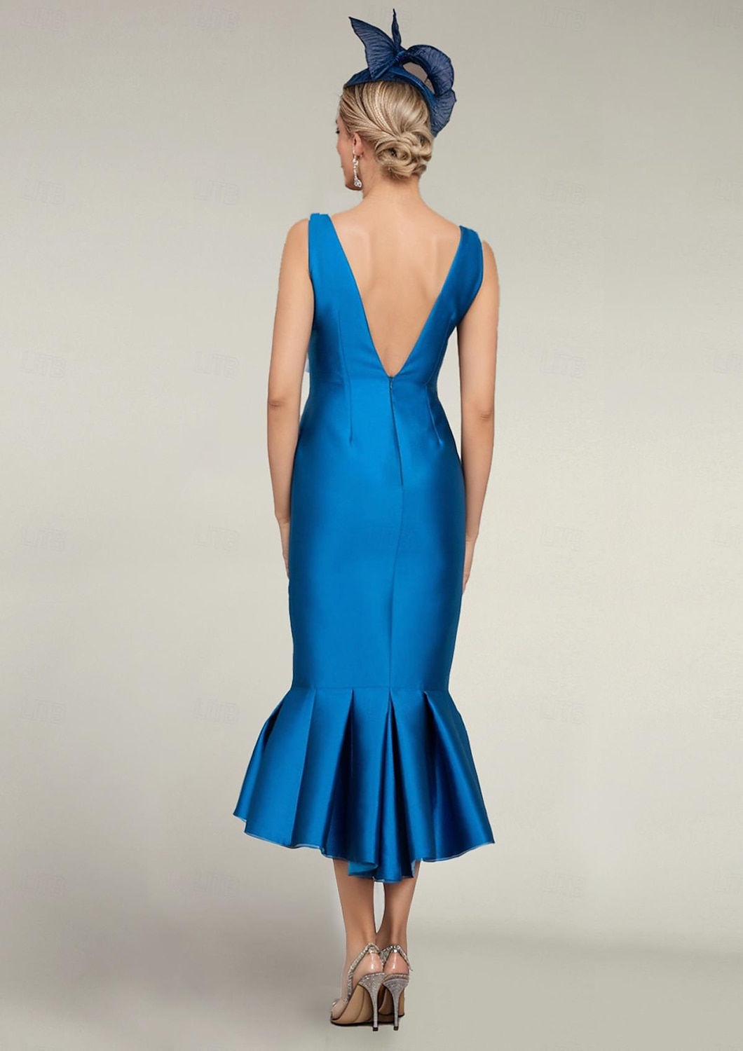 Ensemble deux pièces Robe Sirène Mère de la Mariée Robe de cérémonie d'invité de mariage Élégante Encolure ornée Mi-longue Satin Manche mi-longue avec Boutons Robe Derby Robe de jour de course 2025 de 2025 ? $149.99 –P2