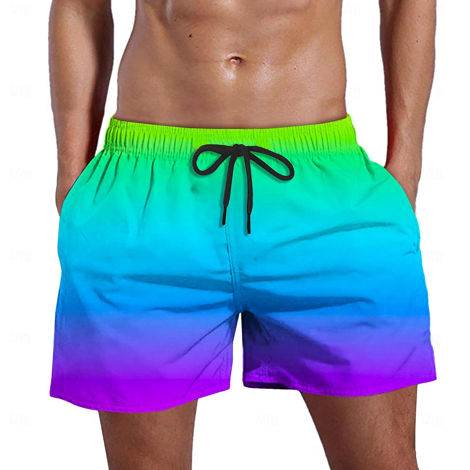 Men's Swim Trunks Swim Shorts Board Shorts Drawstring Pocket Elastic Waist Color Block Gradient Comfort Quick Dry Short Beach Holiday Weekend Fashion Casual Yellow Micro-elastic 2026 - $13.49 –P3