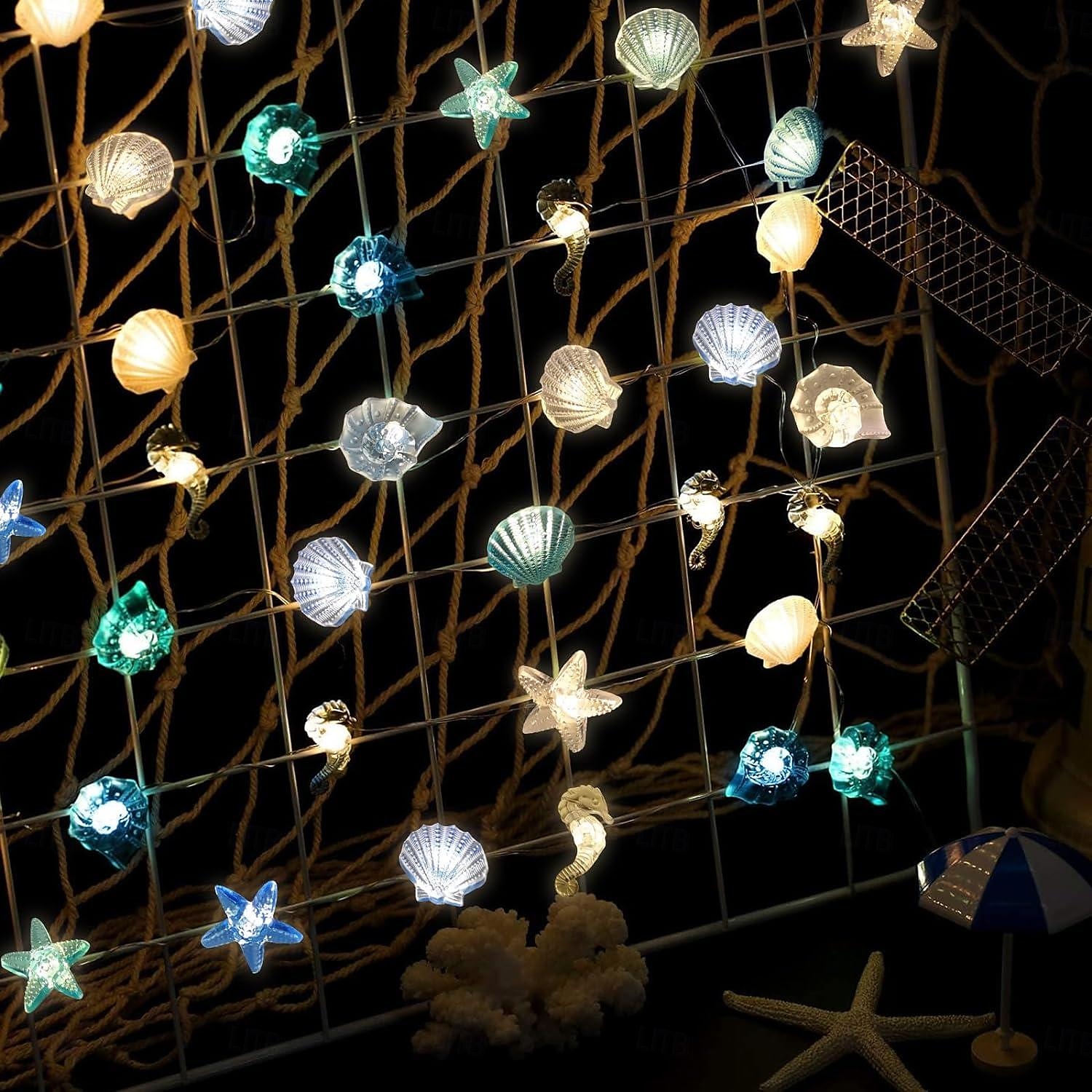 2025年 オーシャンシリーズストリングライト、シーストーン装飾夏ストリングライト 2m 20LED 3m 30LED 海辺パーティー装飾沿岸ストリングライト電池式フェアリーライトホリデー寝室誕生日パーティーウェディングデコレーション コレクション – $13.49 –P13