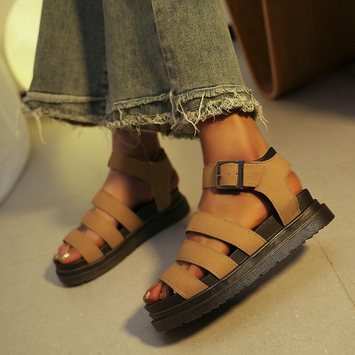 Women's Black Gladiator Sandals – Chunky Platform Summer Shoes with Adjustable Straps, Stylish & Comfortable for Casual Outings & Beach Wear 2025 - $26.99 –P13