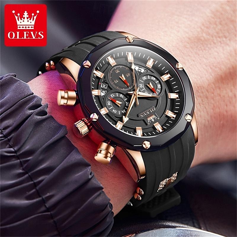 New Olevs Brand Men'S Business Watch Luminous Chronograph 24-Hour Indication Fashion Trend Multifunction Quartz Watch Waterproof Leisure Sports Men'S Wristwatch 2025 - $34.99 –P11