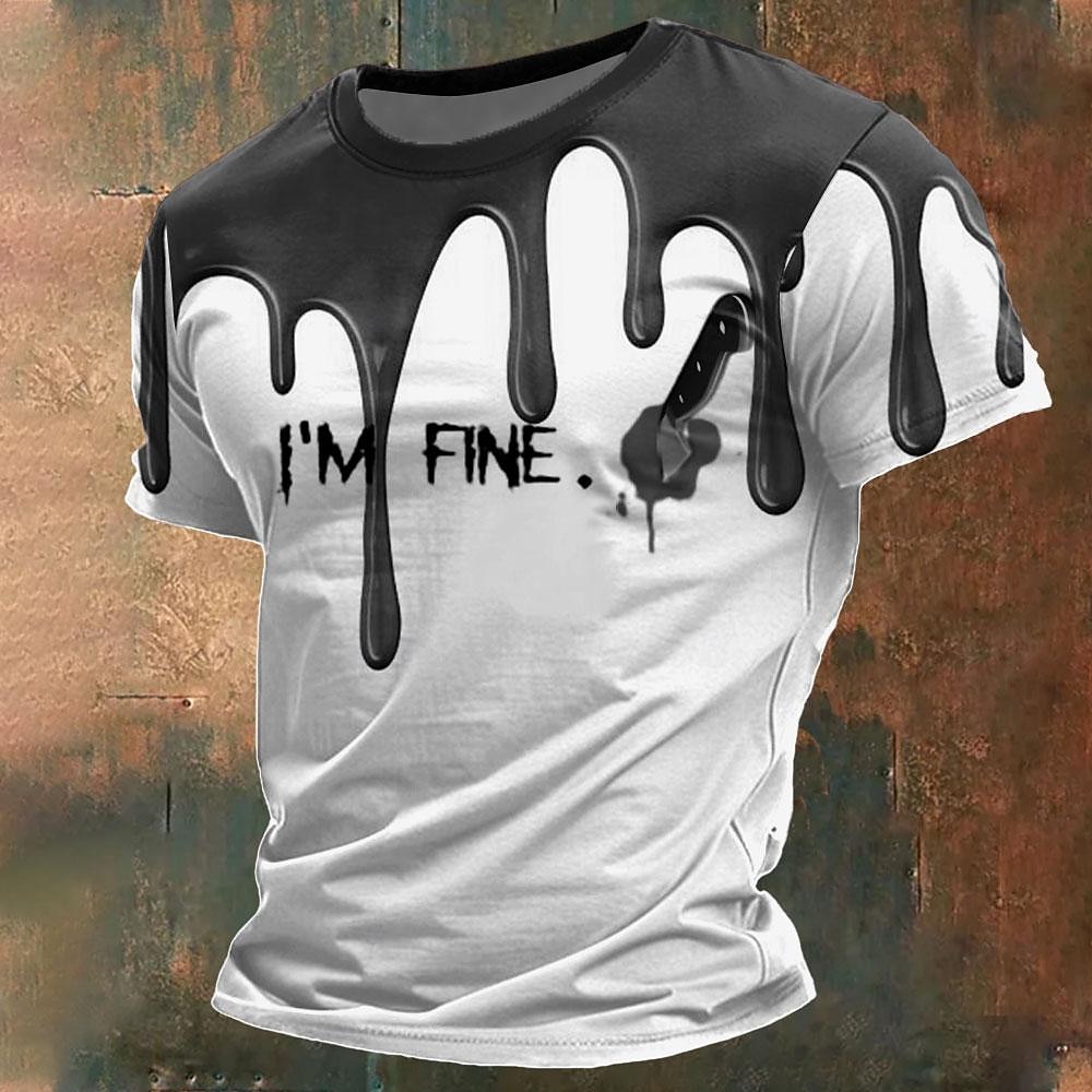 בגדי ריקוד גברים התזת דם כתמי דם חולצה קצרה שרוולים קצרים חולצה קצרה הדפסת תלת מימד צווארון עגול קצר חולצה מעצב סטימפונק קרנבל מפלגה רחוב שחור אודם קיץ אביב ביגוד S M L XL XXL XXXL 2025 - €18.88 –P4