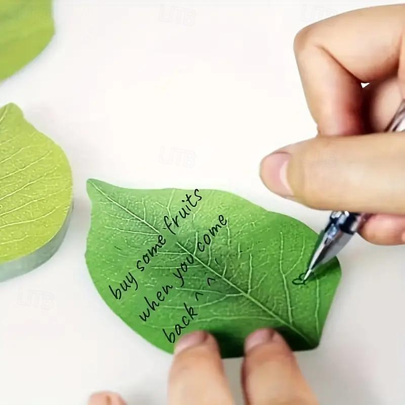 50 Leaf Shaped Sticky Notes Diy Home Wall Photo Decor Green Self Adhesive Memo Back To School Season School Supplies 2025 - $7.99 –P2