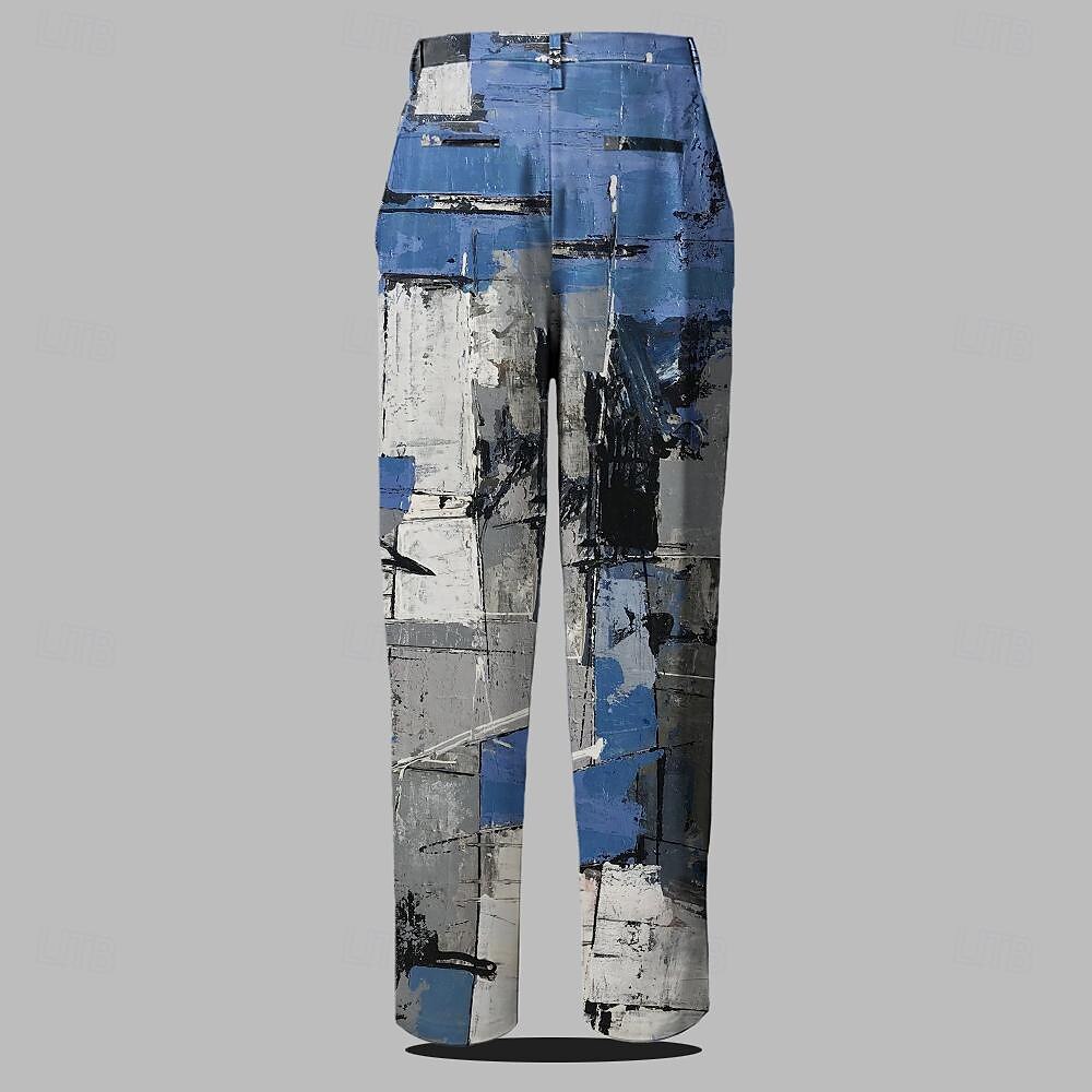 Homens Xadrez Bloco de cor Retalhos Social Cintura Média Formal Casual Impressão 3D Verão Primavera Outono & inverno Azul de 2025 por $29.99 –P2