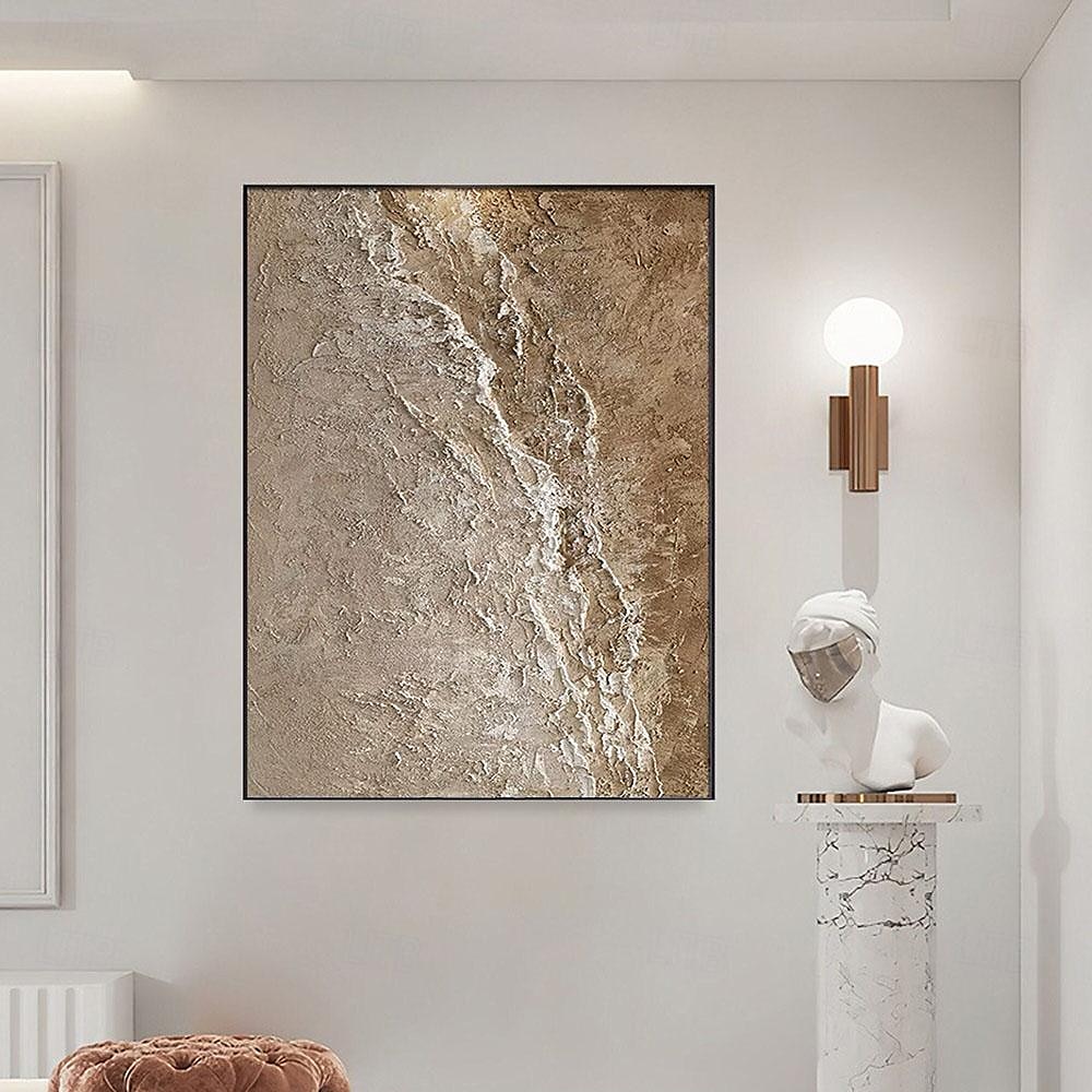 oljemålning wabi sabi målning handmålad stor beige konst brun 3d minimalistisk målning på duk brun 3d textur väggkonst neutral beige båge gipsmålning 2025 - $61.99 –P1