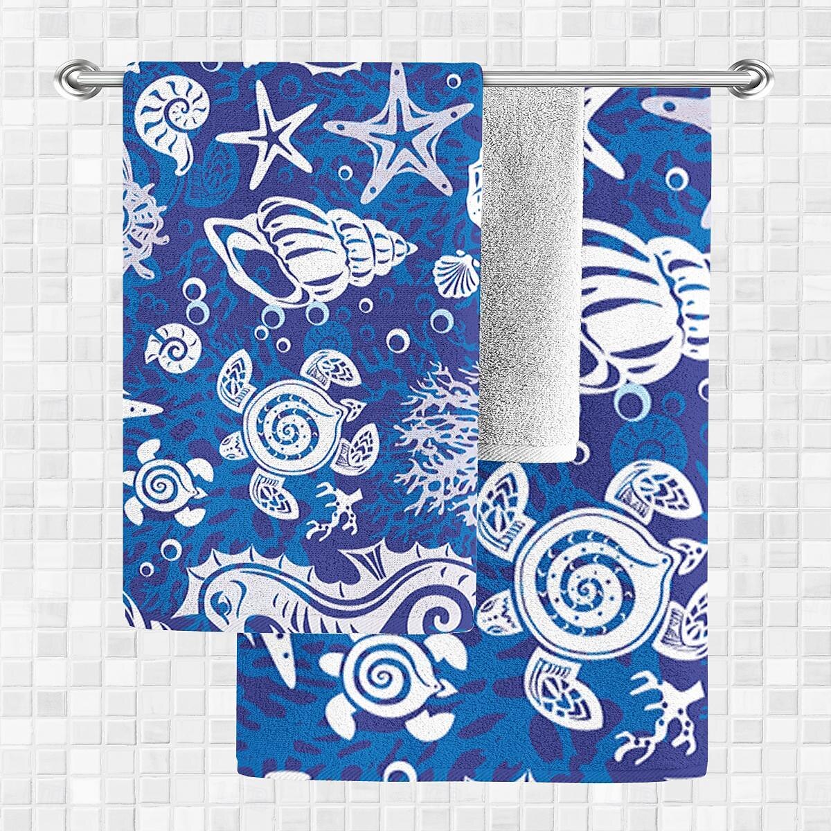 Ocean Series Seahorse Coral Print 100% Micro Fiber Beach Towel Oversized Soft and Quick-Dry, Absorbent, Soft, Versatile for Travel, Bath and Pool 2025 - $18.49 –P8
