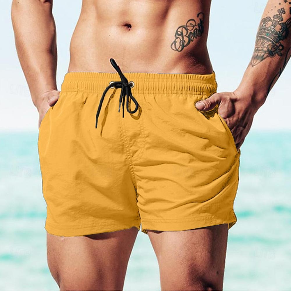 Herre Surfeshorts Badeshorts Snorer Elastisk midje عادي Komfort Hurtigtørkende Kort Ferie Strand Helg Mote Fritid Vannmelon Rød Gressgrønn Mikroelastisk 2026 - $12.49 –P8