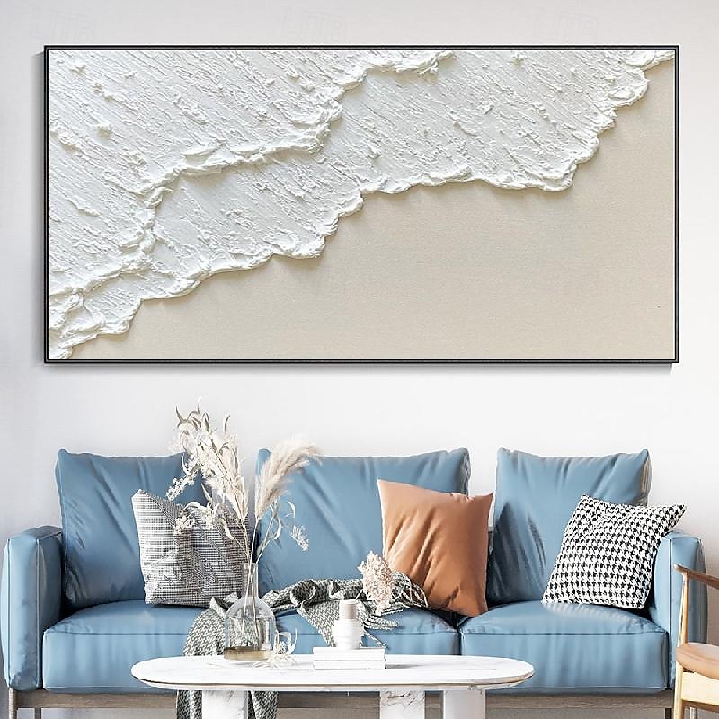 weiße Wellen abstrakte Malerei handgemachte weiße Wand Kunst horizontale Malerei Kunst weiß strukturierte Welle Malerei Wand Kunst weiß Leinwand Ölgemälde Wand Kunst weiß abstrakte Ozean Wand Kunst 2025 - $69.99 –P14