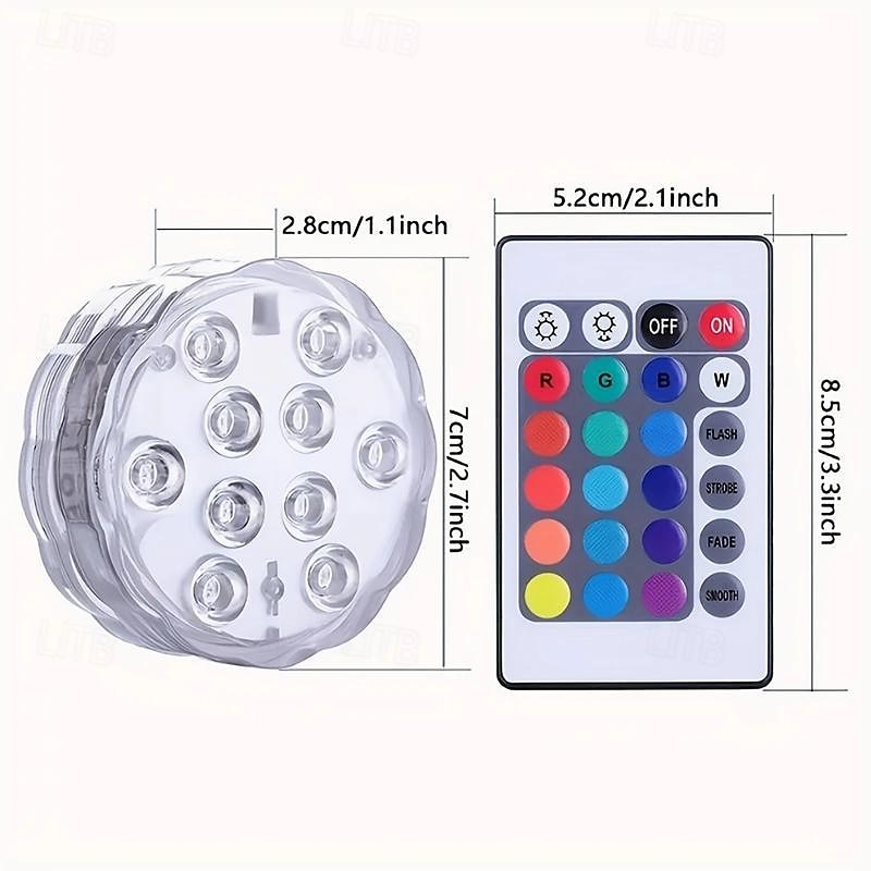 2pcs RGB LED Underwater Light, Waterproof Submersible LED Pool Pond Lights Illuminate Your Pool, Garden & More - Durable Waterproof Design for Year-round Decor - Ideal for Bathtub, Pond, Fountain, Spa 2025 - $17.99 –P6
